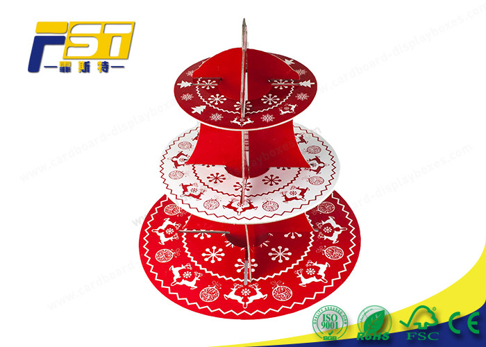 3 Tingkatan WarnaWarni Pencetakan Berjejer Karton Cupcake