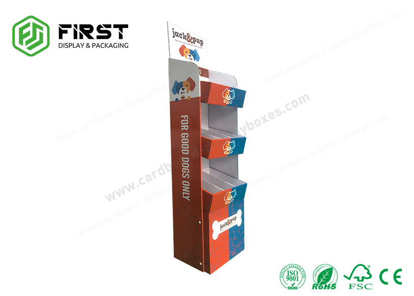 Printed POP Corrugated Cardboard Floor Display Shelf Floor Stand Custom Made Carton