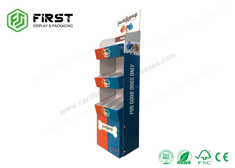 Printed POP Corrugated Cardboard Floor Display Shelf Floor Stand Custom Made Carton