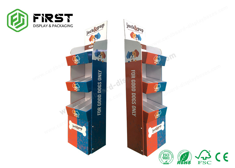Printed POP Corrugated Cardboard Floor Display Shelf Floor Stand Custom Made Carton