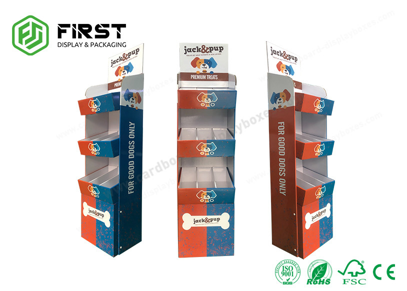 Printed POP Corrugated Cardboard Floor Display Shelf Floor Stand Custom Made Carton
