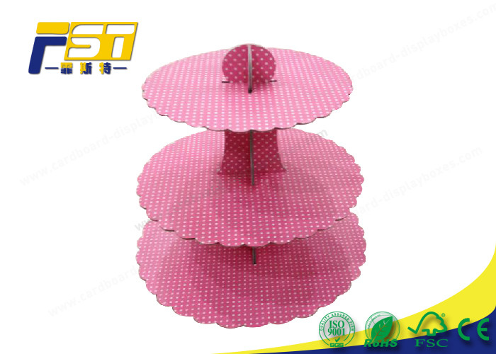 CMYK Printing Pop Design Cardboard Tiered Cake Stand Durable For Shopping Mall