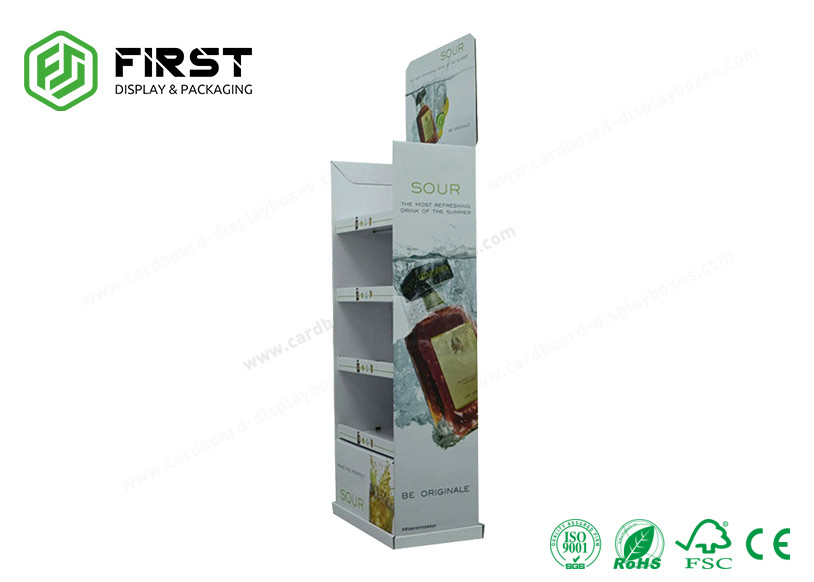 CMYK Printing Corrugated Cardboard Menampilkan Stand Custom Design Untuk Minuman